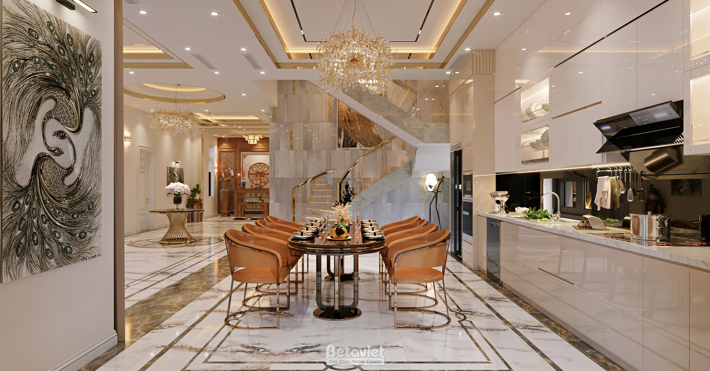 Thiết kế nội thất phòng bếp biệt thự hiện đại luxury NT8002312