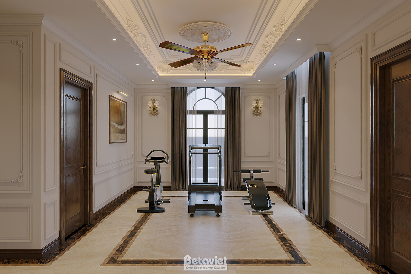 Nội thất phòng tập gym biệt thự hiện đại NT8190050 – góc nhìn 2