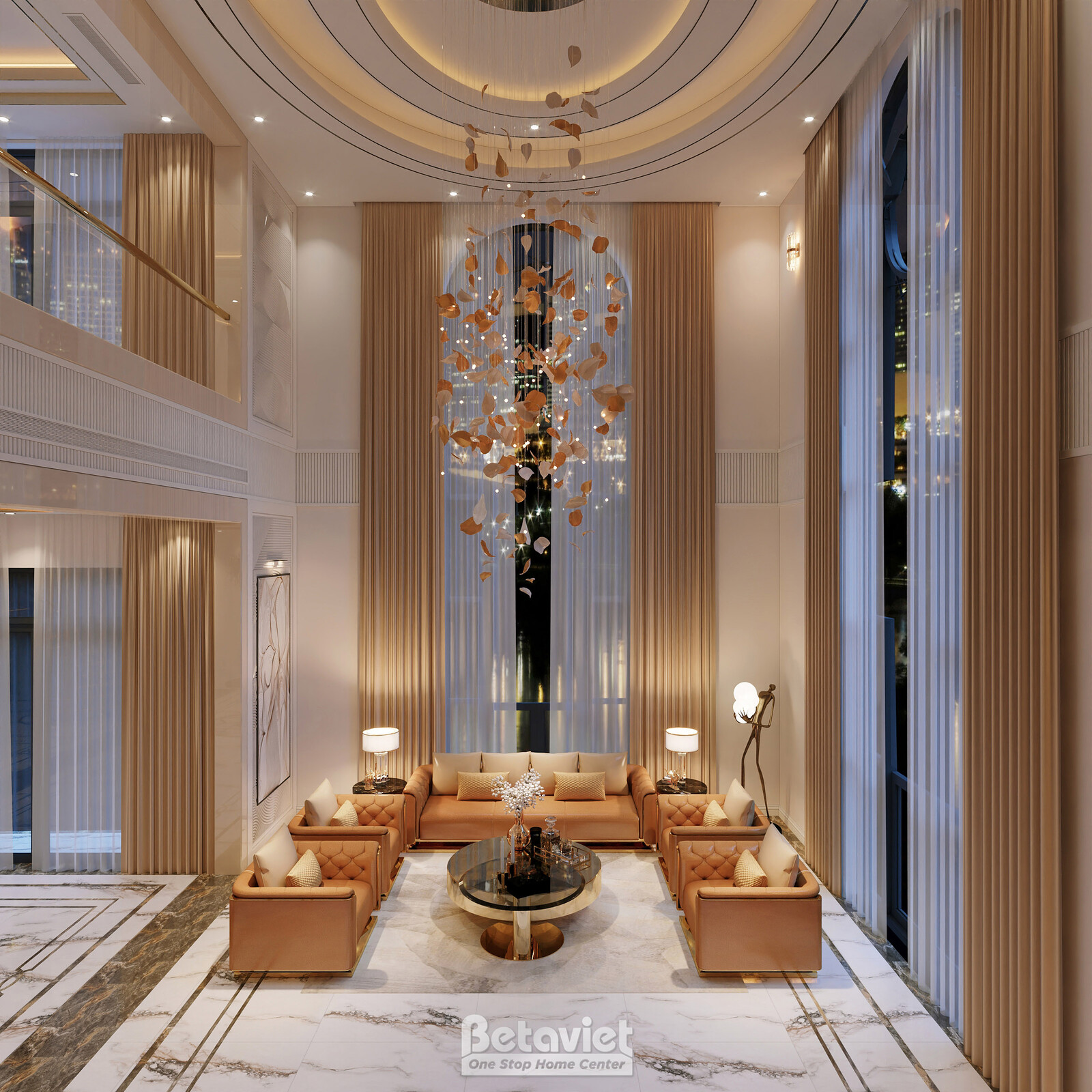 Nội thất phòng khách biệt thự hiện đại luxury KT8002312 – góc nhìn 2