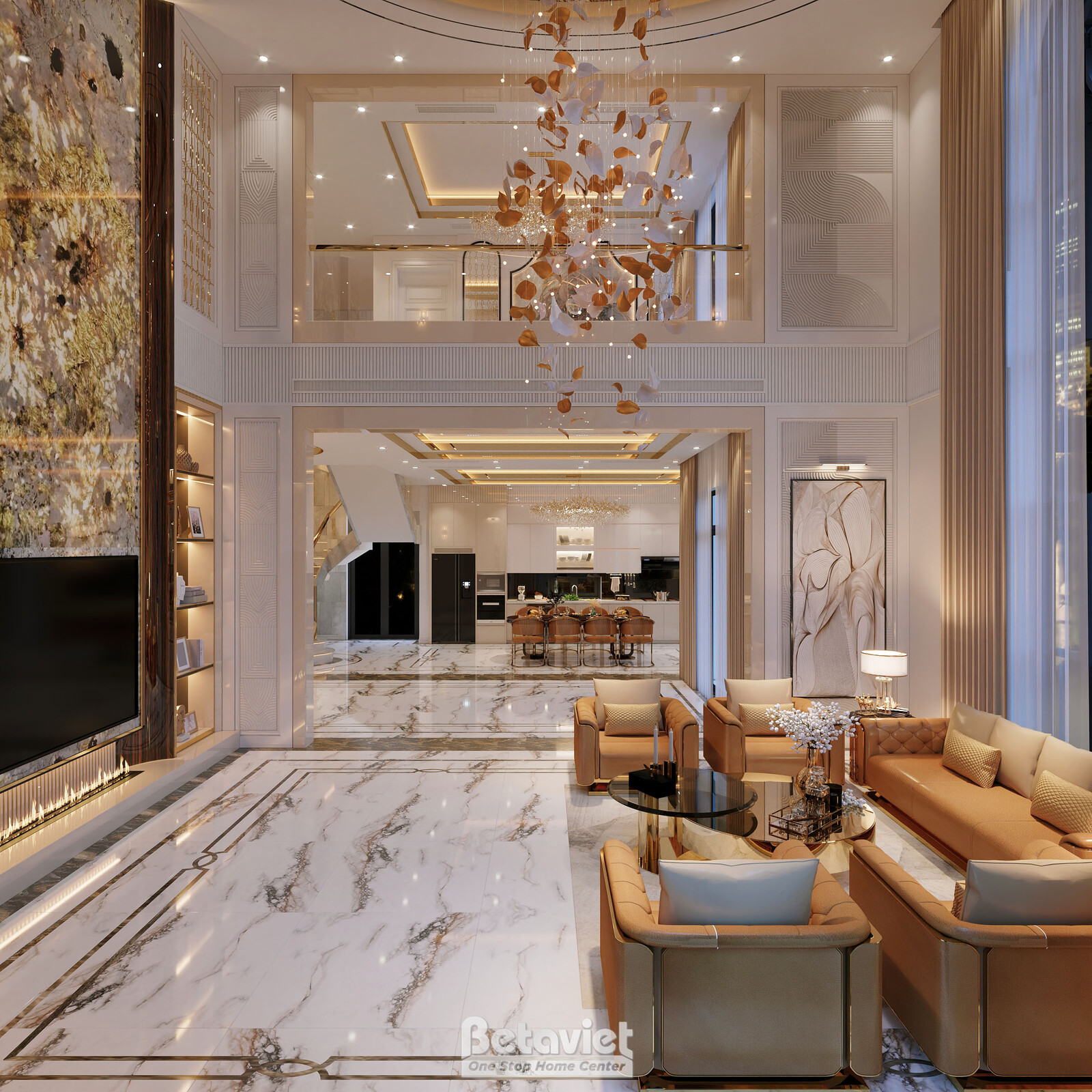 Nội thất phòng khách biệt thự hiện đại luxury KT8002312 – góc nhìn 4