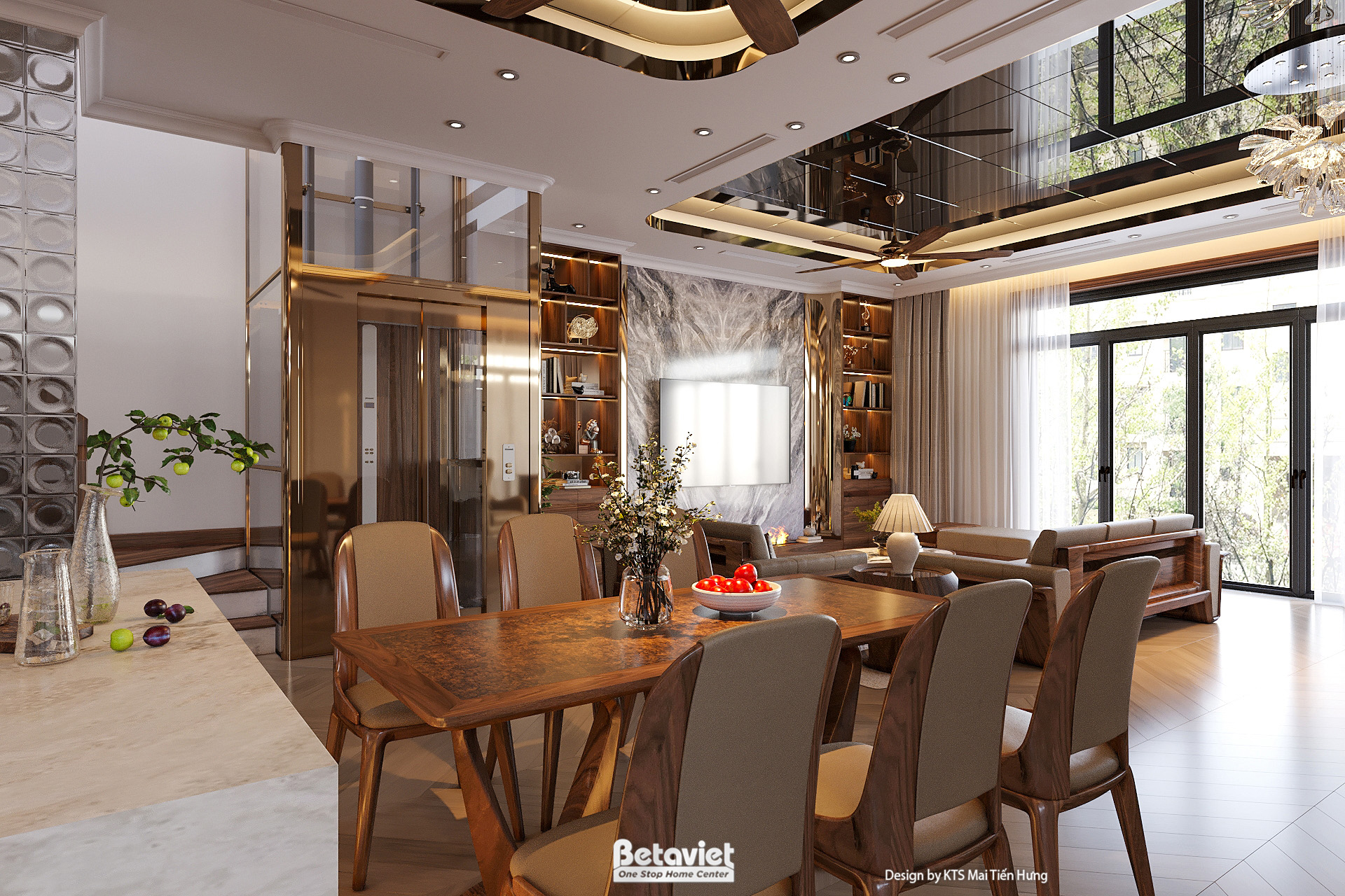 Thiết kế nội thất phòng khách liền bếp hiện đại KĐT Sun Urban City NT8190144