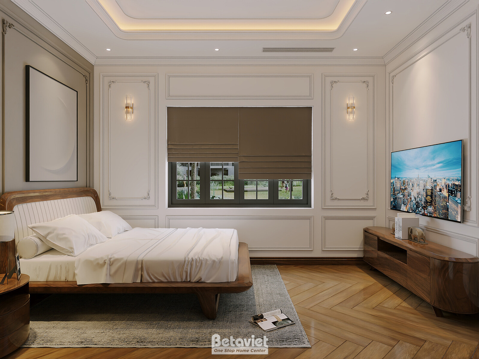 Nội thất phòng ngủ biệt thự hiện đại gỗ NT8190050 – góc nhìn 7