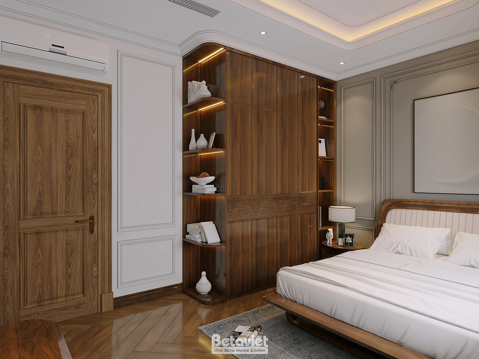 Nội thất phòng ngủ biệt thự hiện đại gỗ NT8190050 – góc nhìn 6