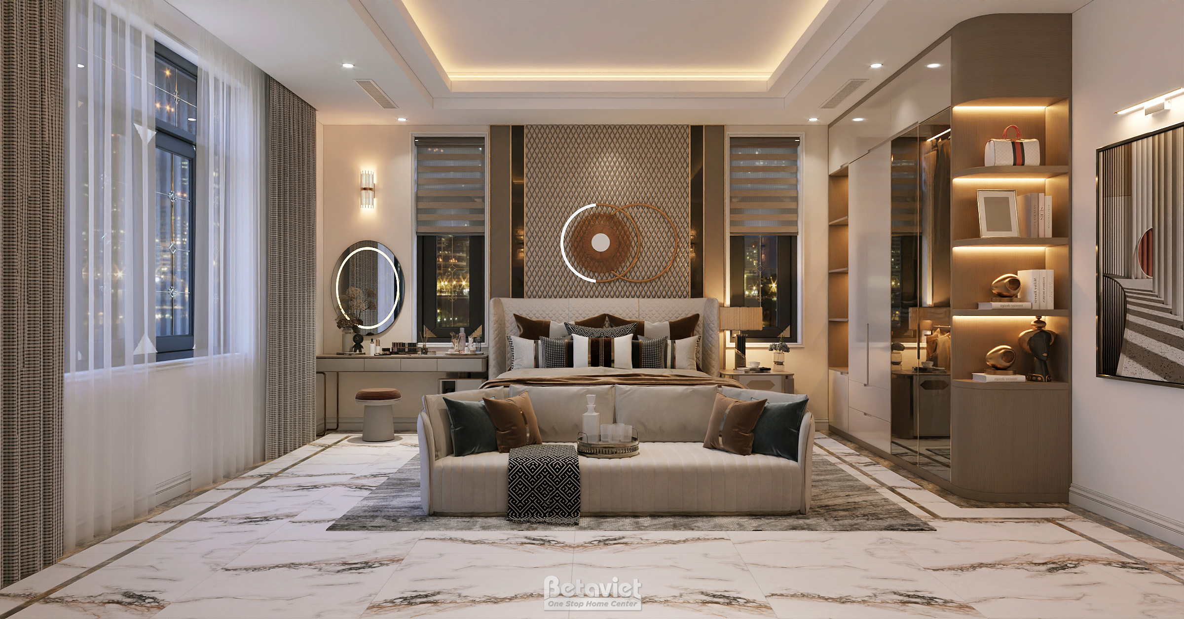 Thiết kế nội thất phòng ngủ biệt thự hiện đại luxury NT8002312