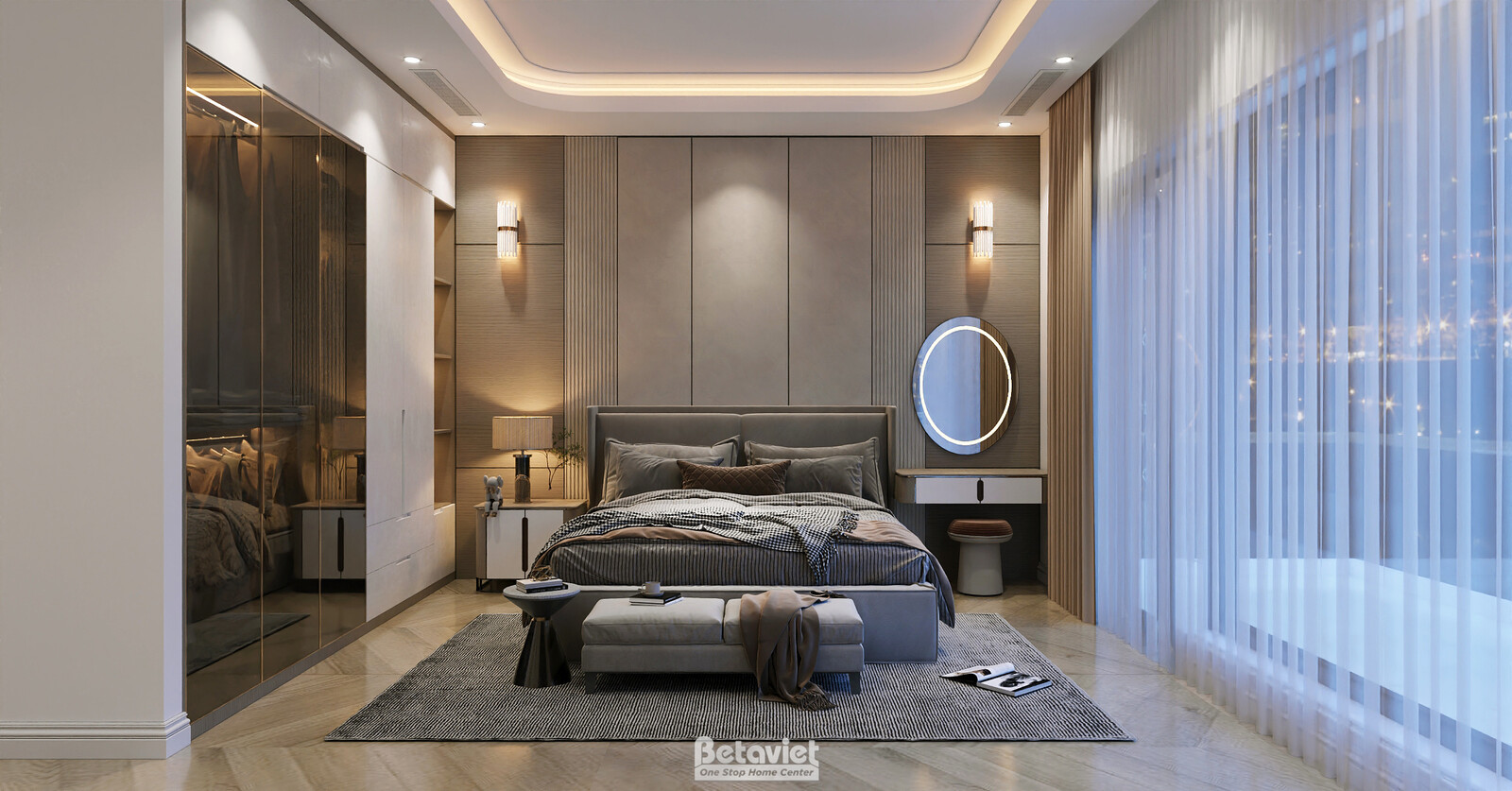 Nội thất phòng ngủ biệt thự hiện đại luxury KT8002312 – góc nhìn 3