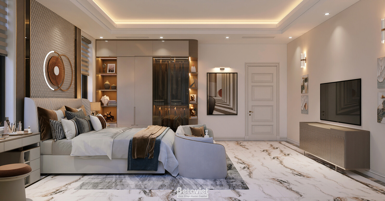 Nội thất phòng ngủ biệt thự hiện đại luxury KT8002312 – góc nhìn 6