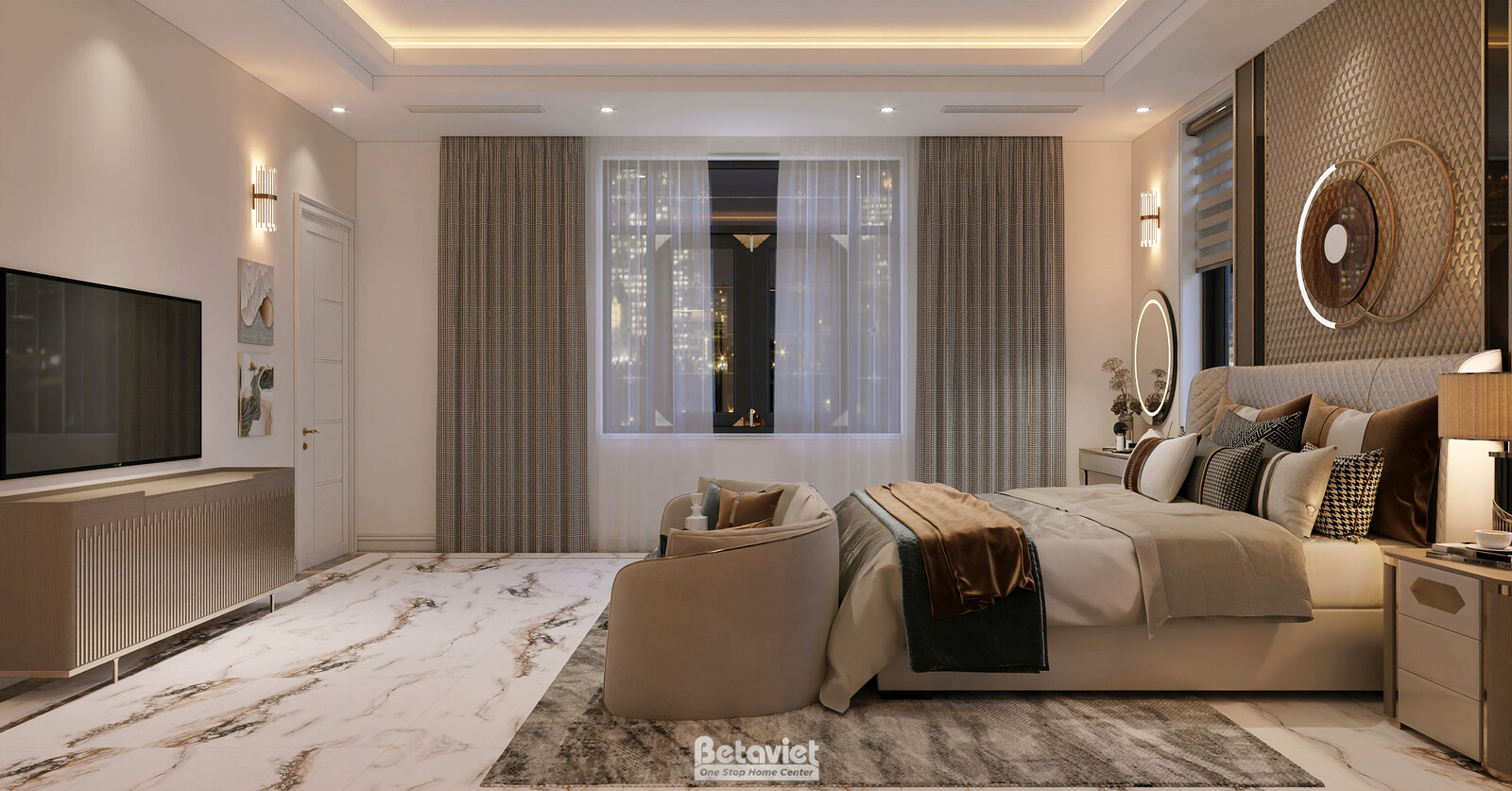 Nội thất phòng ngủ biệt thự hiện đại luxury KT8002312 – góc nhìn 5