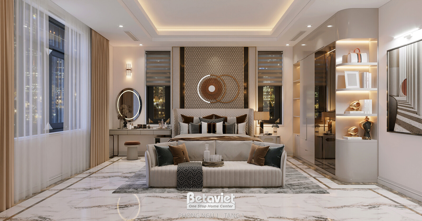 Nội thất phòng ngủ biệt thự hiện đại luxury KT8002312 – góc nhìn 2