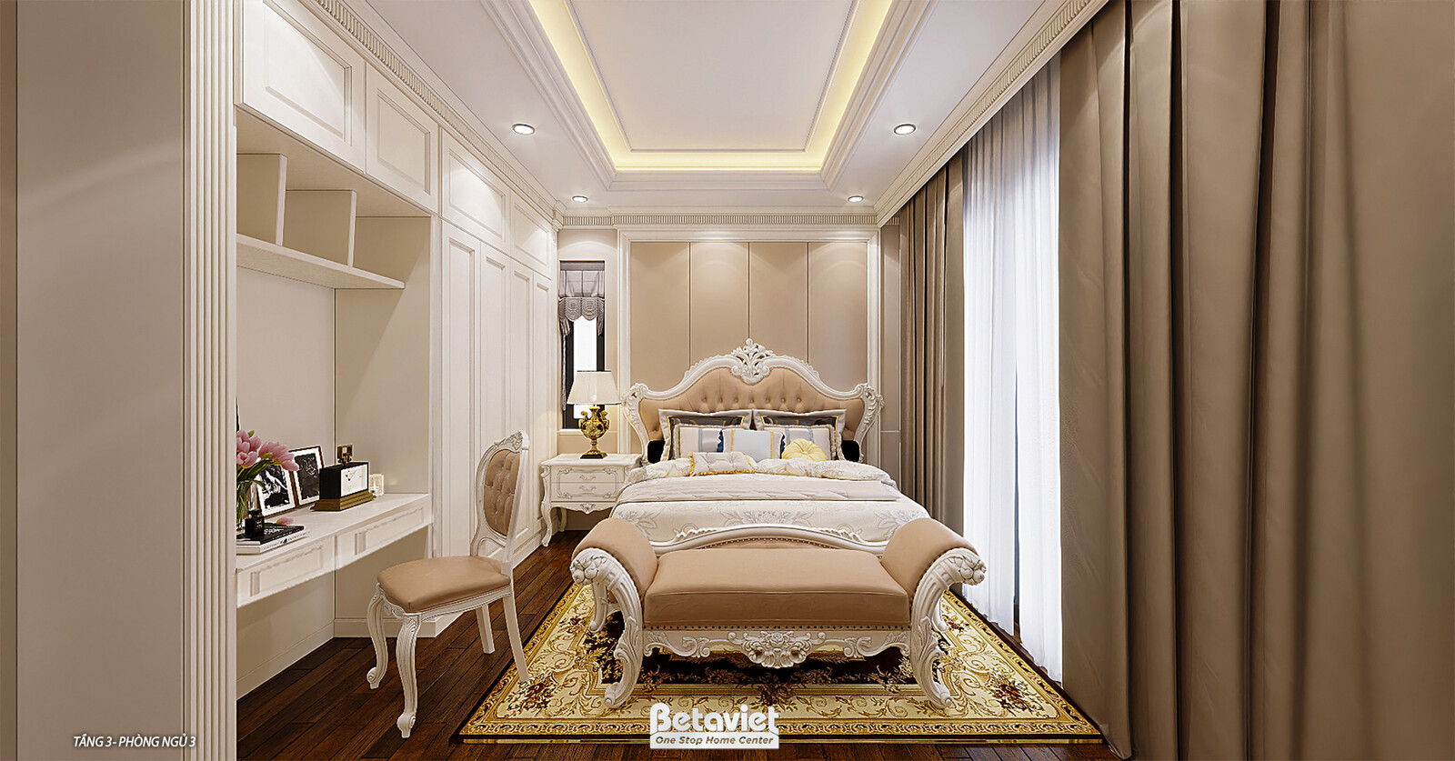 Nội thất phòng ngủ biệt thự tân cổ điển NT5003780-1 – góc nhìn 2
