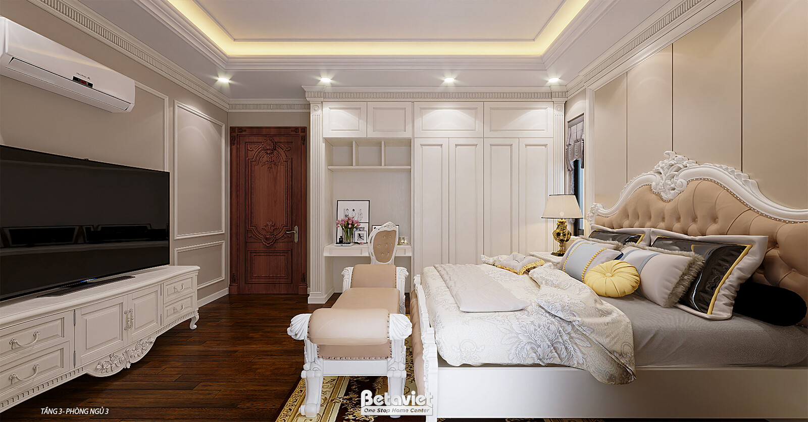 Nội thất phòng ngủ biệt thự tân cổ điển NT5003780-1 – góc nhìn 6