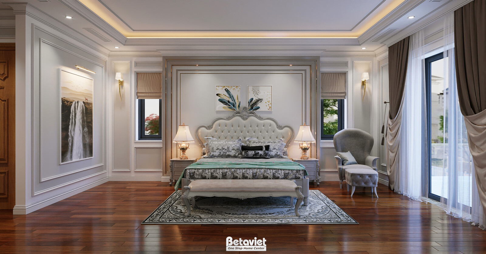 Nội thất phòng ngủ biệt thự Art Deco NT2009177 – góc nhìn tổng thể