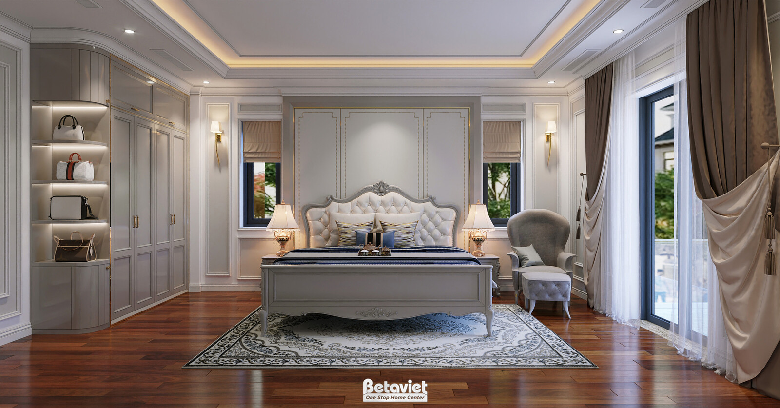 Nội thất phòng ngủ biệt thự Art Deco NT2009177 – góc nhìn 2