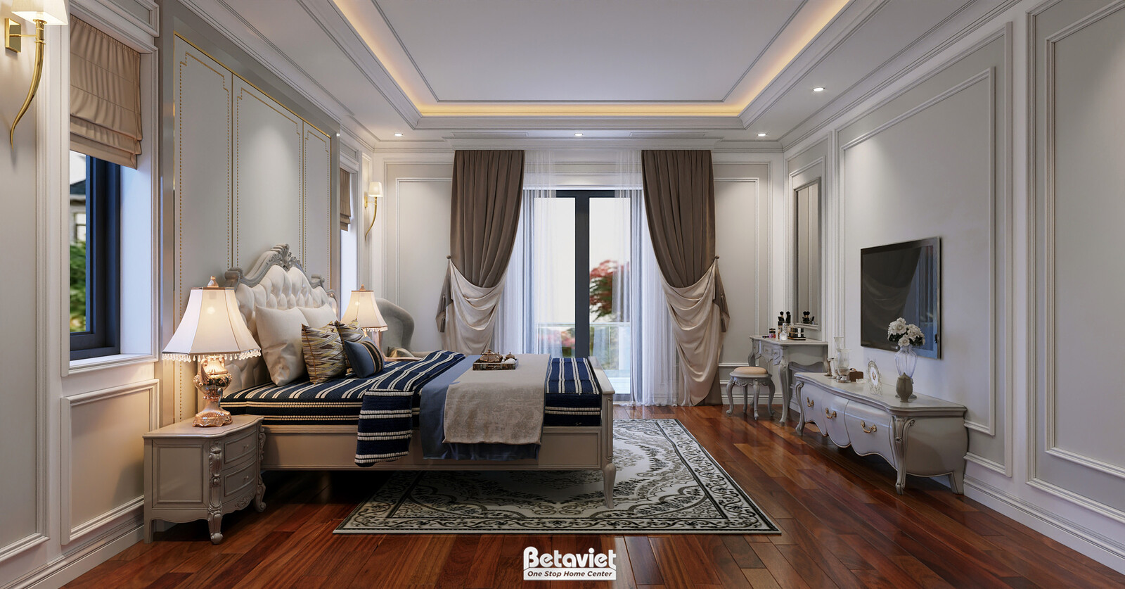 Nội thất phòng ngủ biệt thự Art Deco NT2009177 – góc nhìn 3