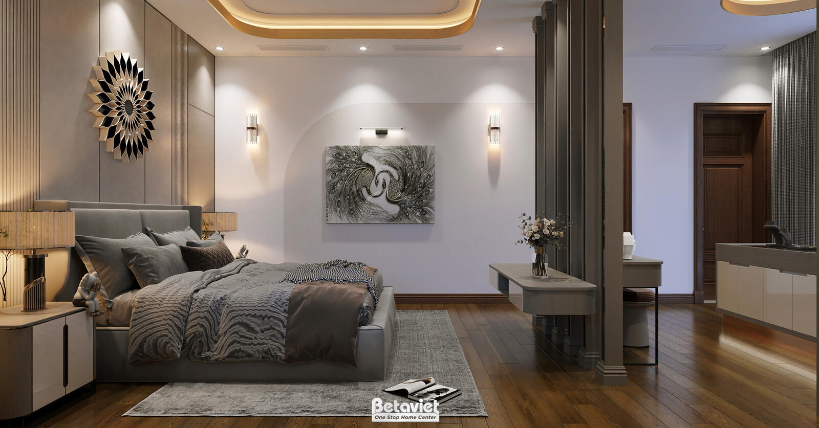 Nội thất phòng ngủ biệt thự tân cổ điển NT2009277 – góc nhìn 2