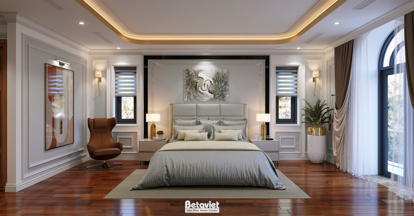 Nội thất phòng ngủ biệt thự Art Deco NT2009177 – góc nhìn tổng thể