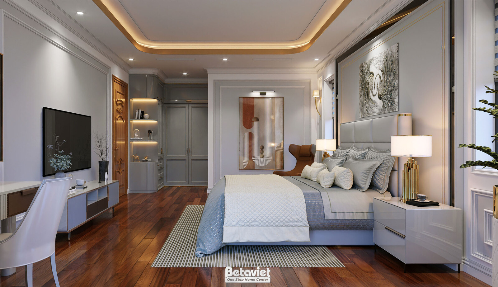 Nội thất phòng ngủ biệt thự Art Deco NT2009177 – góc nhìn 3