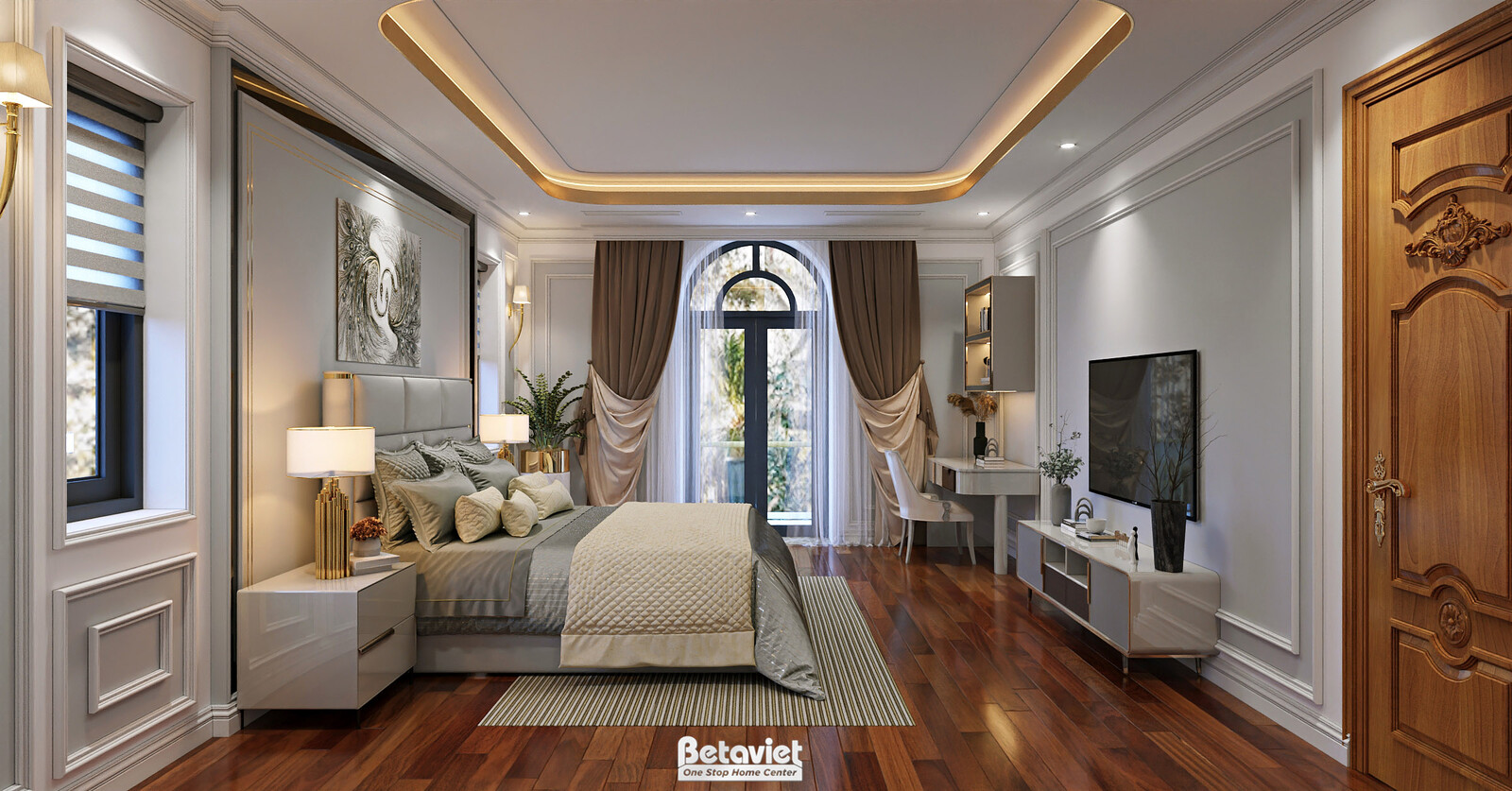 Nội thất phòng ngủ biệt thự Art Deco NT2009177 – góc nhìn 2