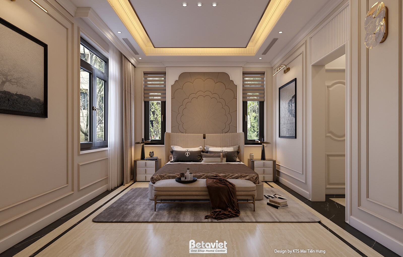 Nội thất phòng ngủ biệt thự hiện đại luxury NT5021106 – góc nhìn tổng thể