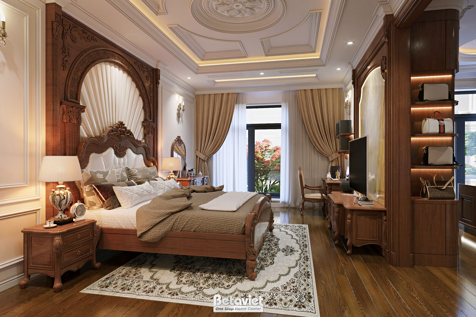 Nội thất phòng ngủ biệt thự tân cổ điển NT2009277 – góc nhìn 2