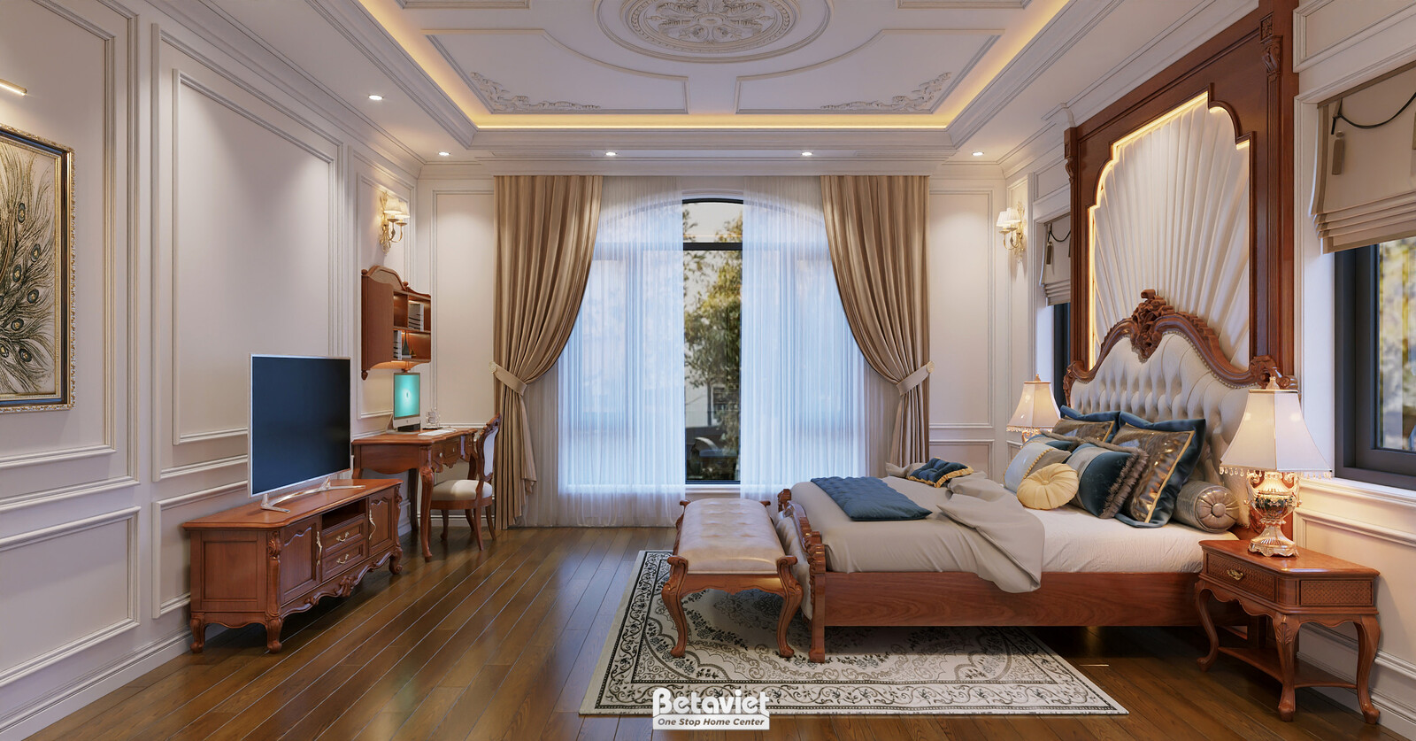 Nội thất phòng ngủ biệt thự tân cổ điển KT2003715 – góc nhìn 3