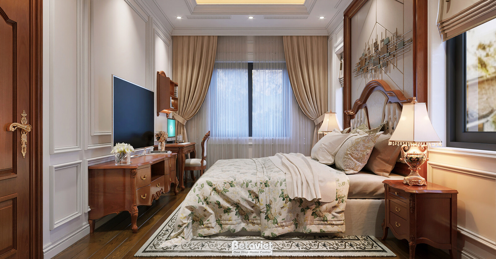 Nội thất phòng ngủ biệt thự tân cổ điển KT2003715 – góc nhìn 4