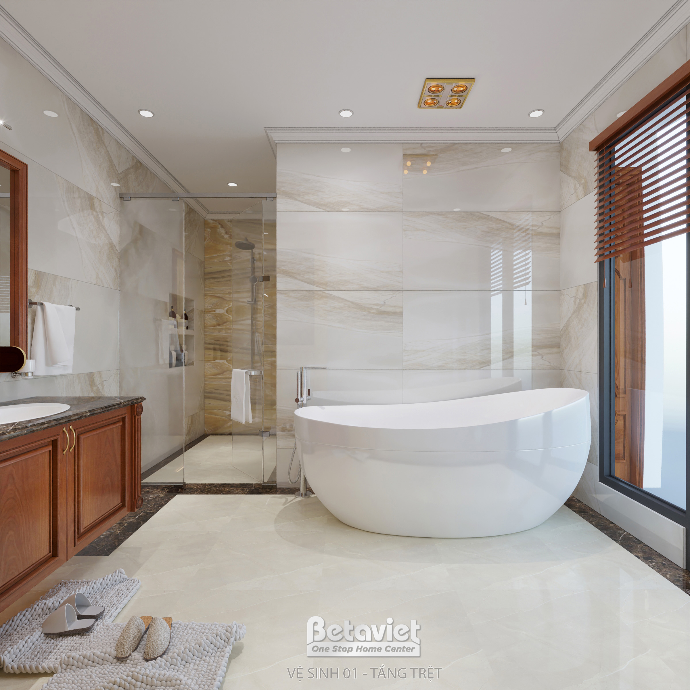 Thiết kế nội thất wc biệt thự tân cổ điển NT2001994