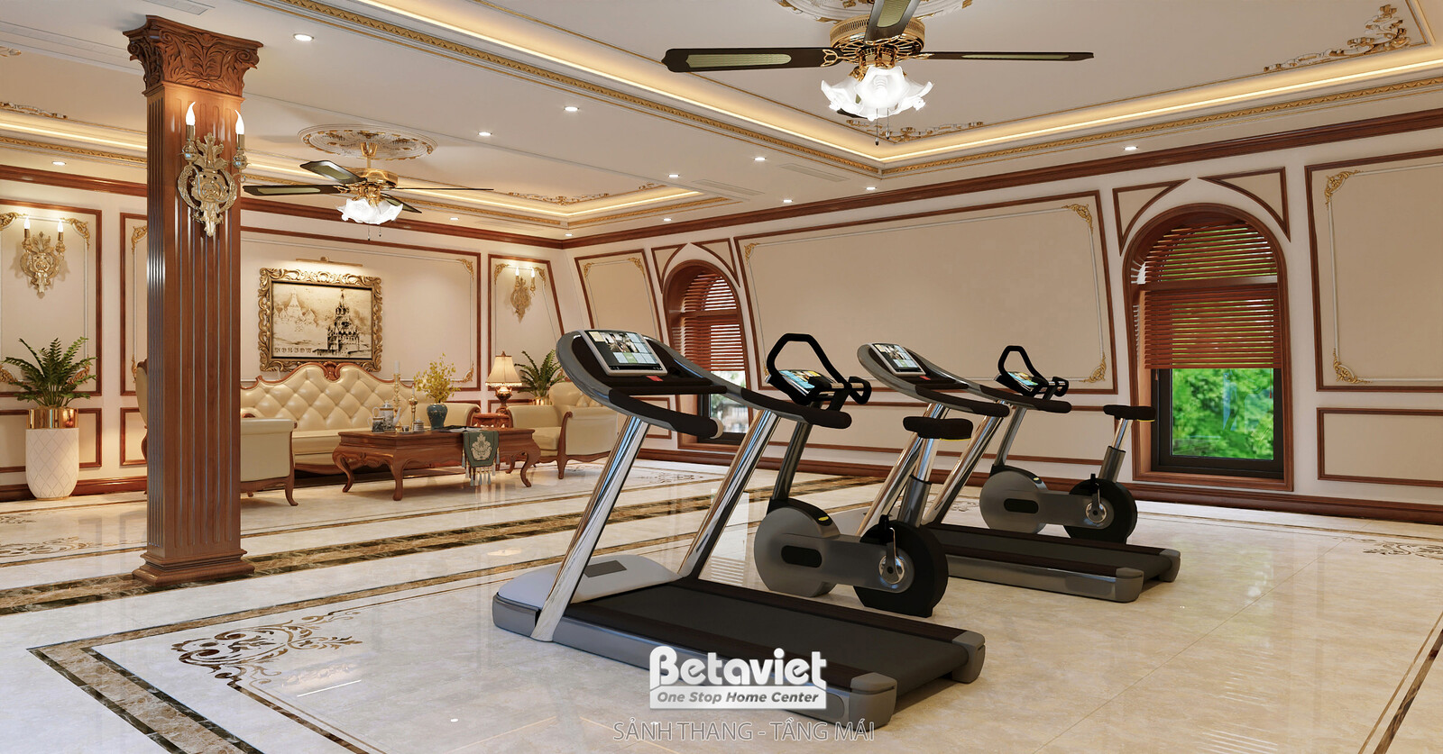 Nội thất phòng tập gym biệt thự tân cổ điển NT2001994 – góc nhìn 2