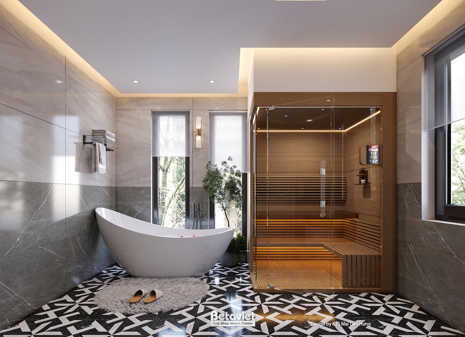 Nội thất phòng tắm biệt thự hiện đại luxury NT5021106 – góc nhìn tổng thể