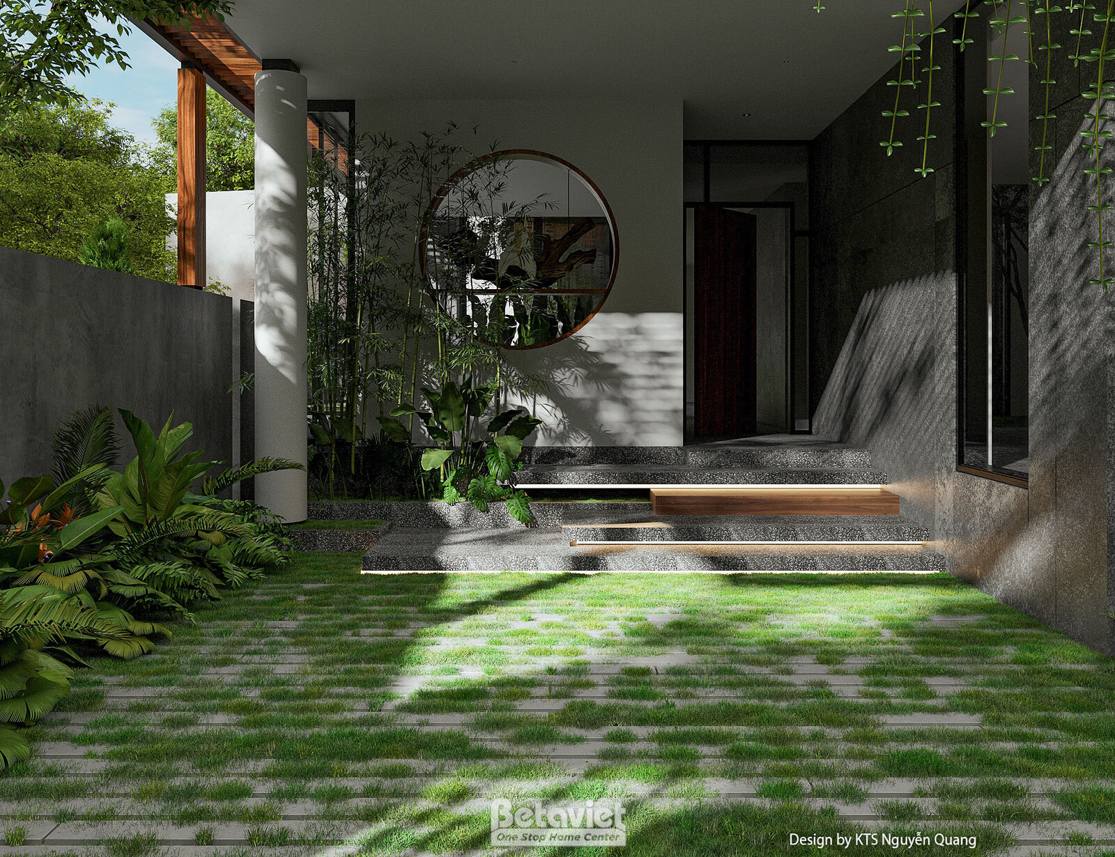 Biệt thự 2 tầng Tropical KT25855 – sân vườn