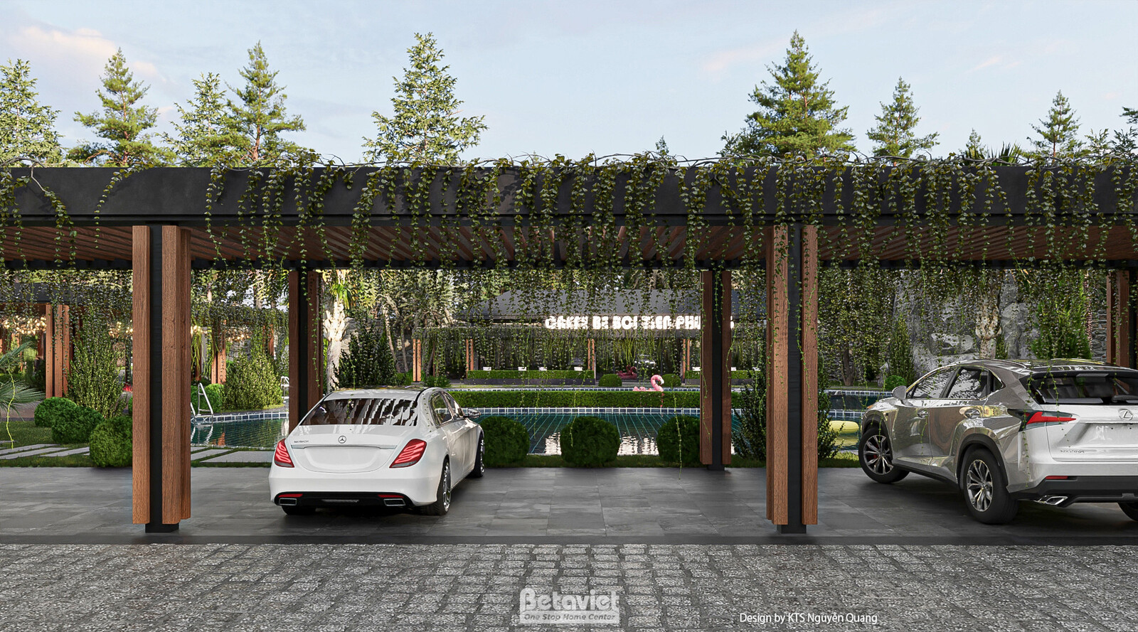 Biệt thự 1 tầng á đông KT25853 – gara