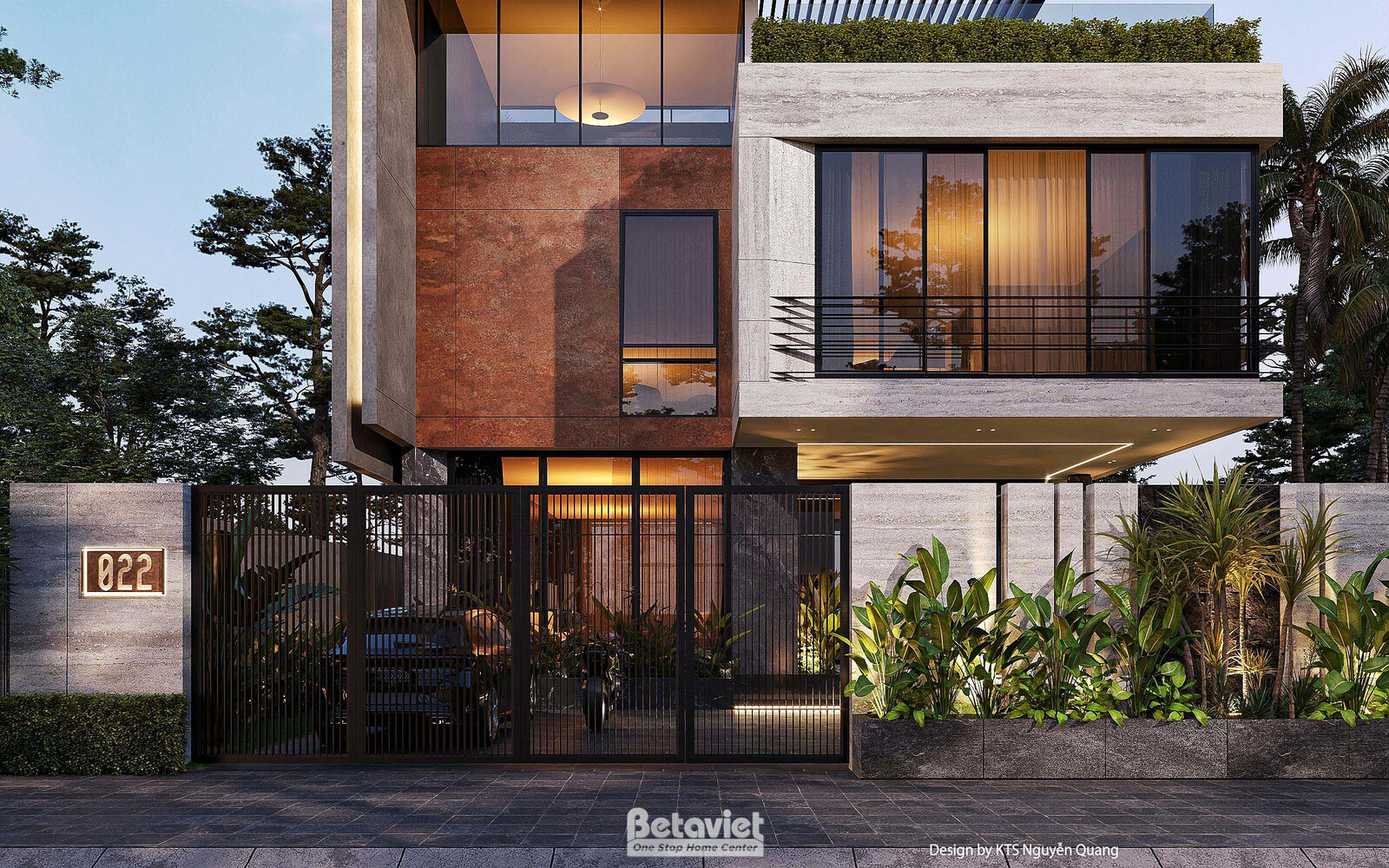 Biệt thự 3 tầng hiện đại luxury KT25859 – cổng và hàng rào