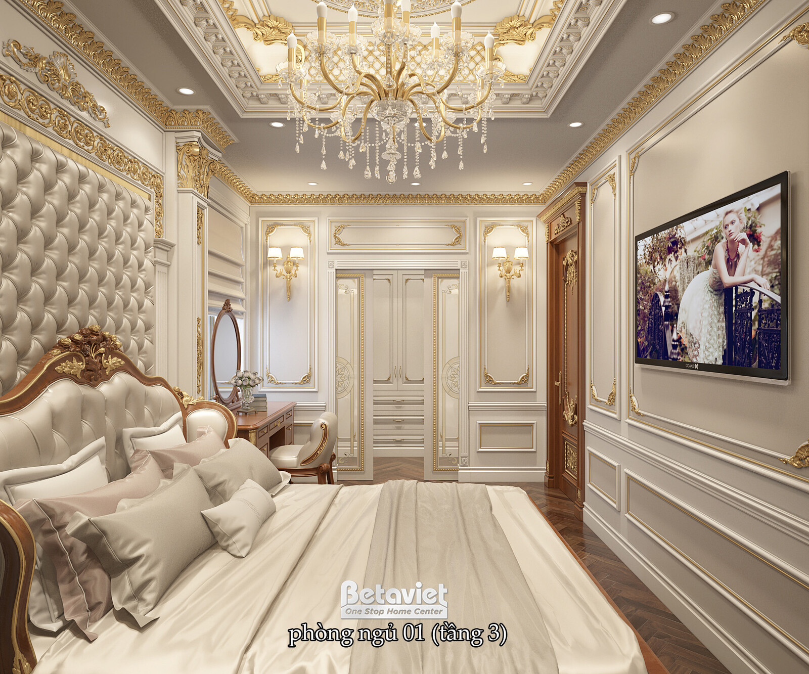 Nội thất phòng ngủ biệt thự tân cổ điển NT2009275 – góc nhìn 9