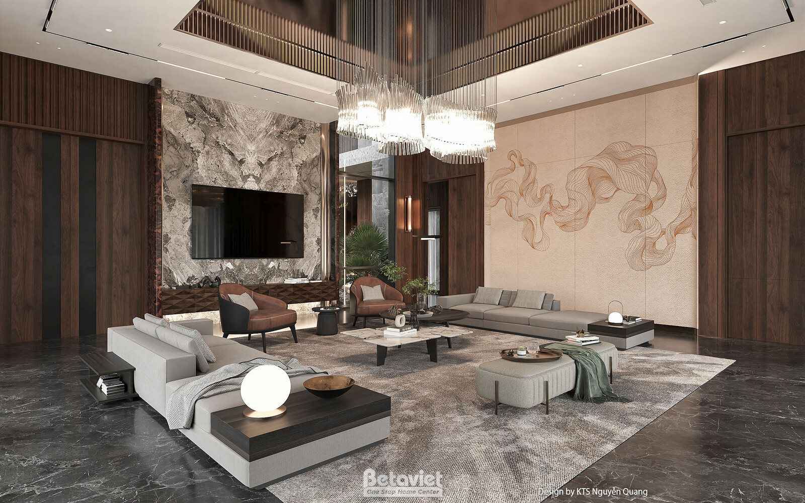 Nội thất phòng khách biệt thự hiện đại luxury NT25853 – góc nhìn 2
