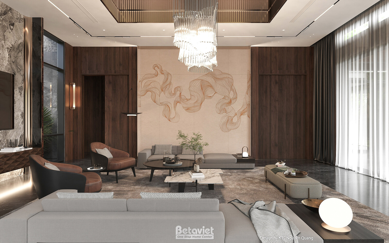 Nội thất phòng khách biệt thự hiện đại luxury NT25853 – góc nhìn 4