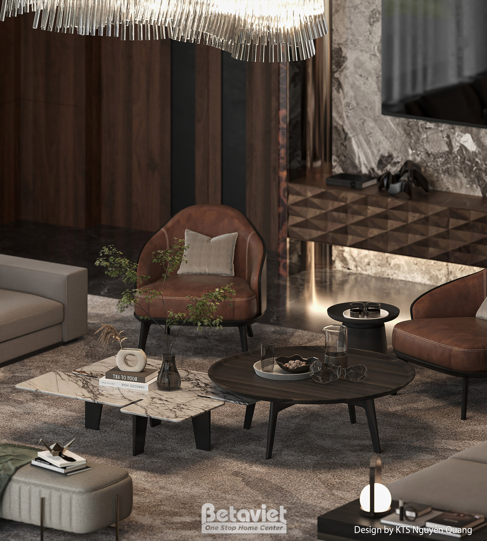 Nội thất phòng khách biệt thự hiện đại luxury NT25853 – góc nhìn 5