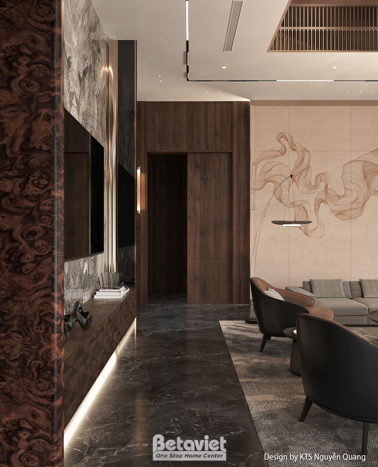 Nội thất phòng khách biệt thự hiện đại luxury NT25853 – góc nhìn 7