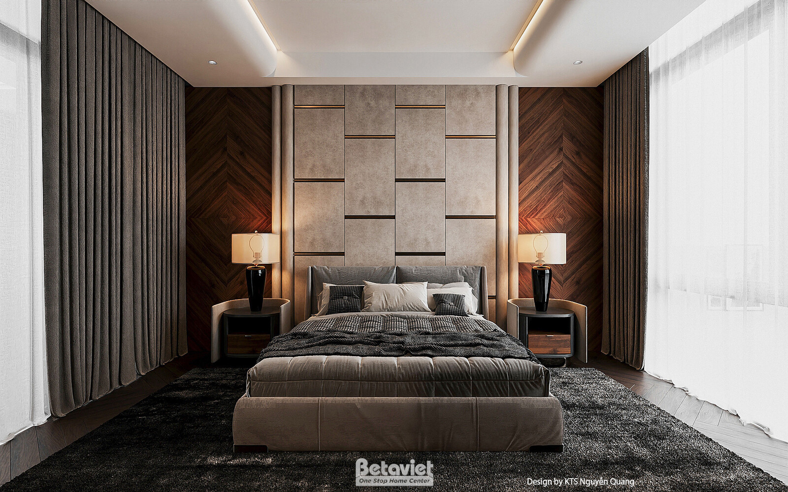 Nội thất phòng ngủ biệt thự hiện đại luxury NT25853 – góc nhìn tổng thể