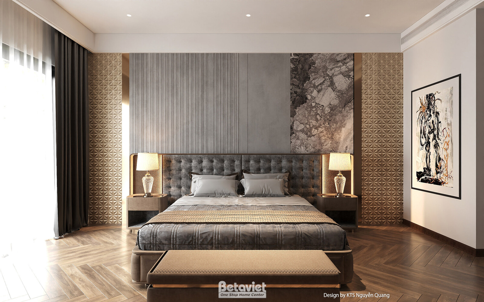 Nội thất phòng ngủ biệt thự hiện đại luxury NT25853 – góc nhìn 2