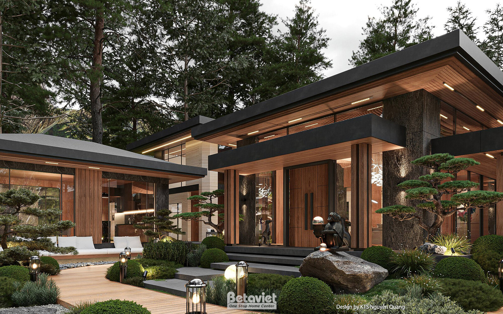 Biệt thự 2 tầng hiện đại luxury KT25861 – phối cảnh về đêm