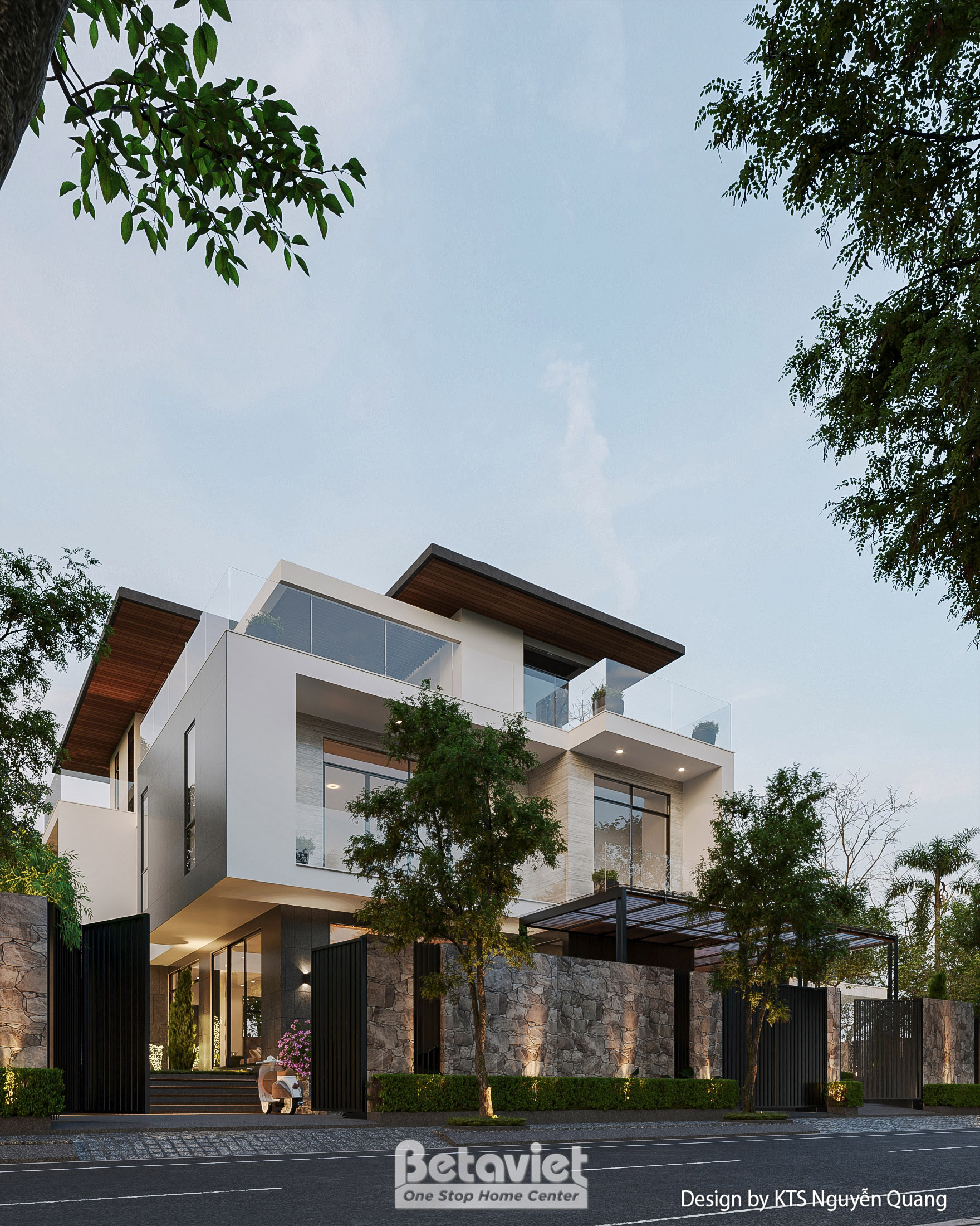 Biệt thự 3 tầng luxury Ninh Bình - chi tiết kiến trúc mặt tiền - KT25854 Betaviet