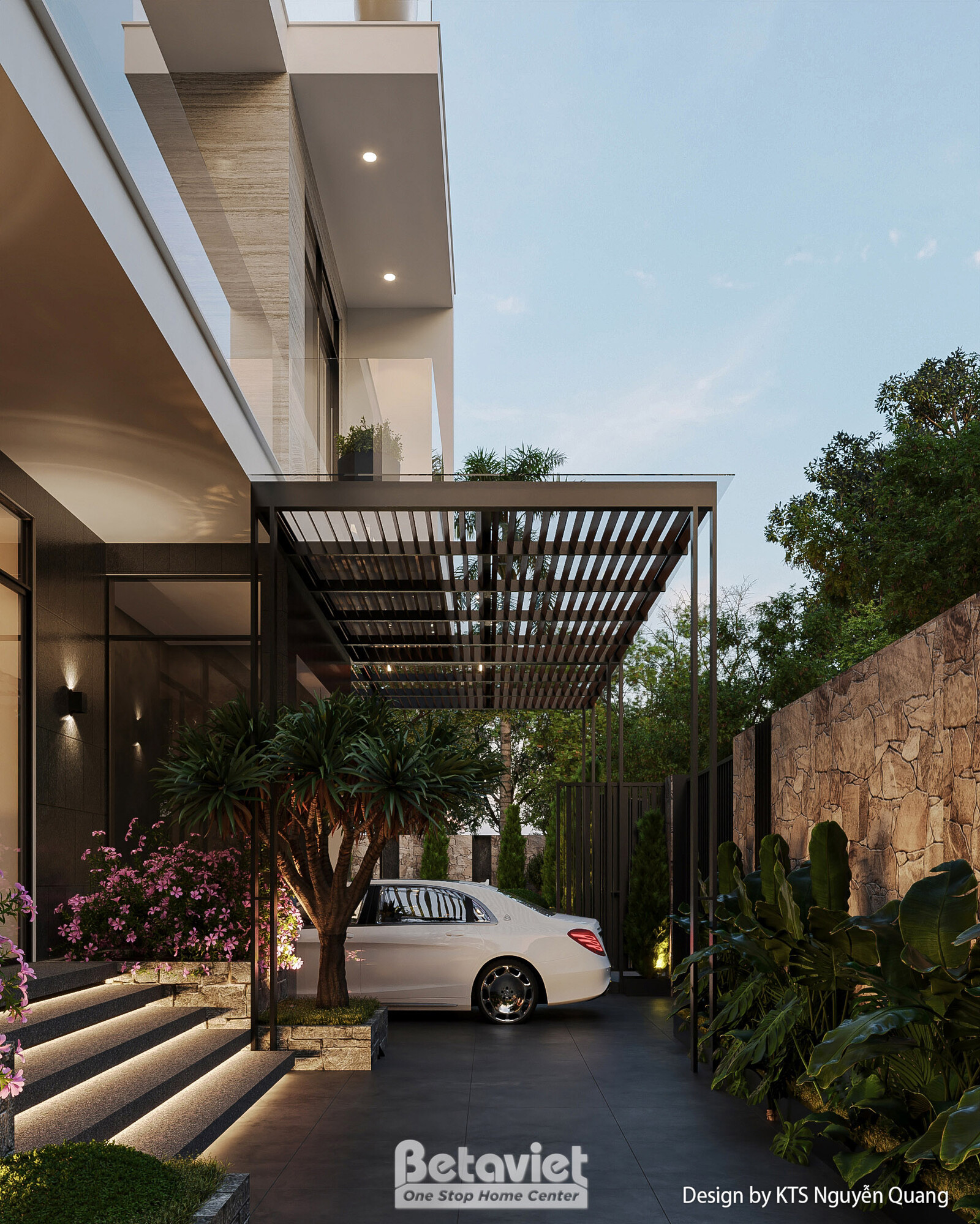 Biệt thự 3 tầng hiện đại luxury KT25854 – gara