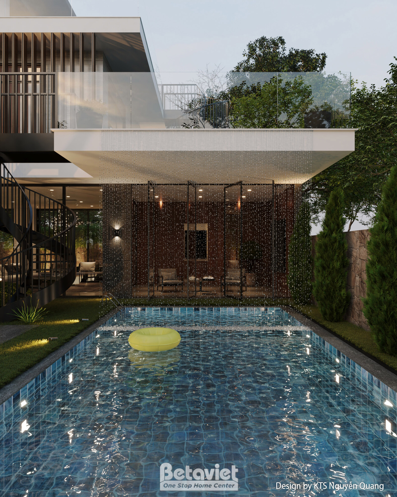 Biệt thự 3 tầng hiện đại luxury KT25854 – sân vườn và hồ bơi