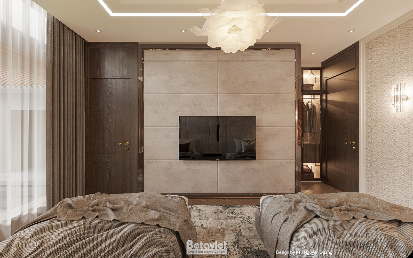 Nội thất phòng ngủ biệt thự hiện đại luxury NT25852 – góc nhìn 2
