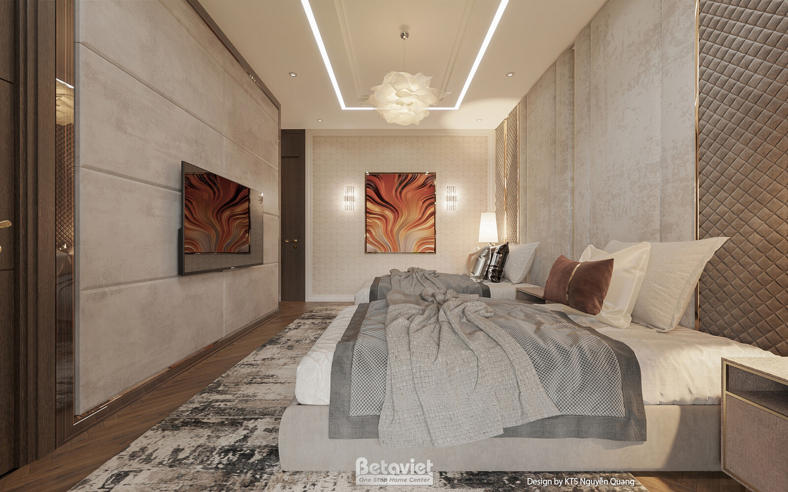 Nội thất phòng ngủ biệt thự hiện đại luxury NT25852 – góc nhìn 3