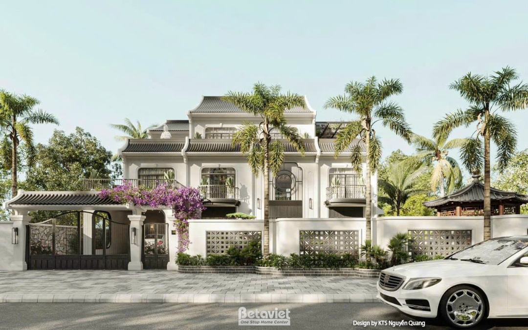 Thiết kế biệt thự 3 tầng phong cách Indochine tại Phú Thọ KT25870