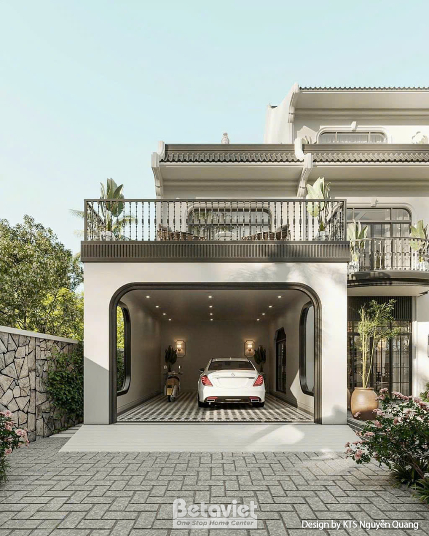 Thiết kế biệt thự 3 tầng phong cách Indochine tại Phú Thọ KT25870