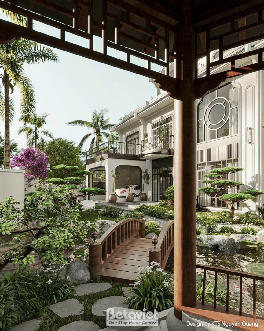 Thiết kế biệt thự 3 tầng phong cách Indochine tại Phú Thọ KT25870