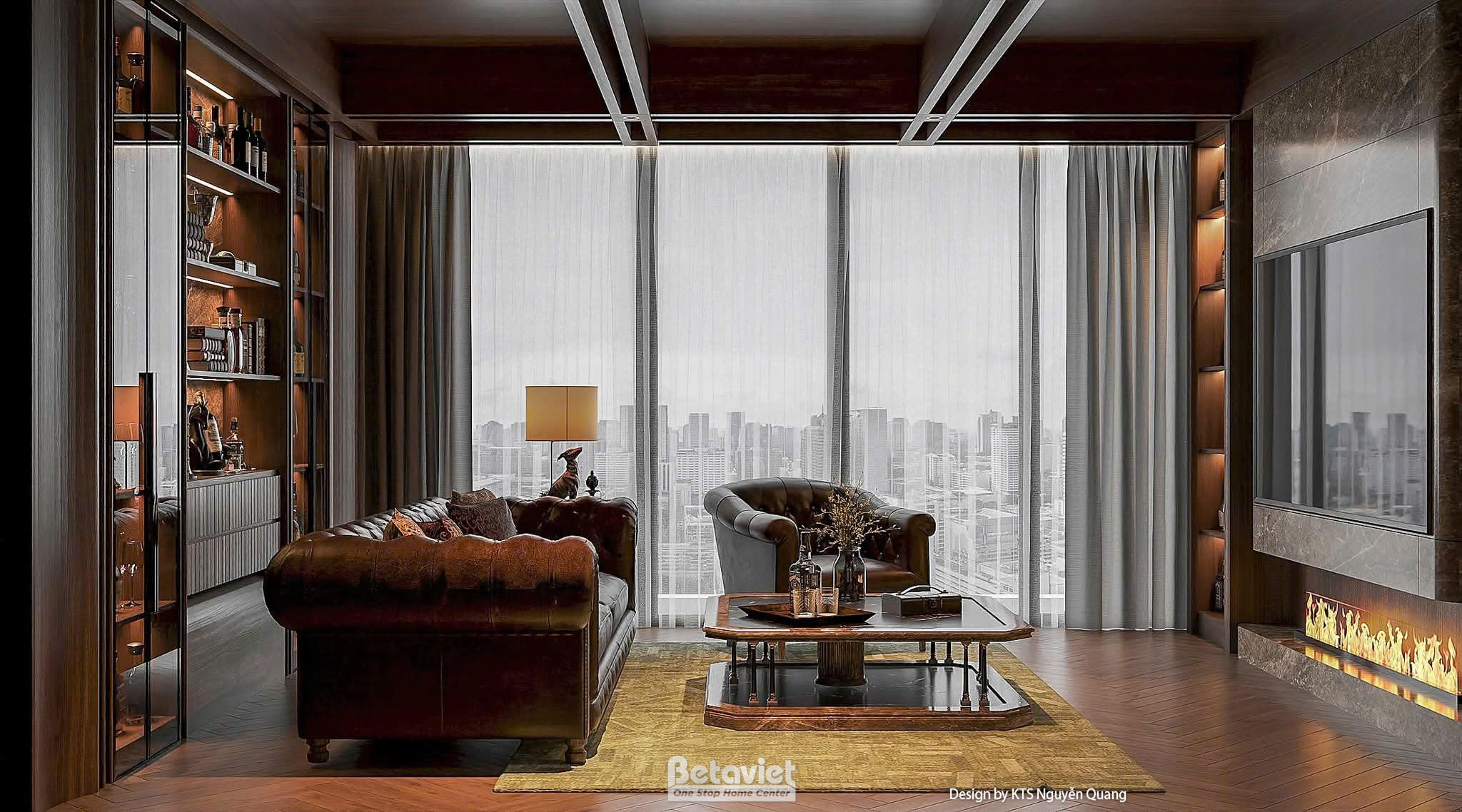 Thiết kế nội thất phòng khách căn hộ Penthouse Lumi NT25876