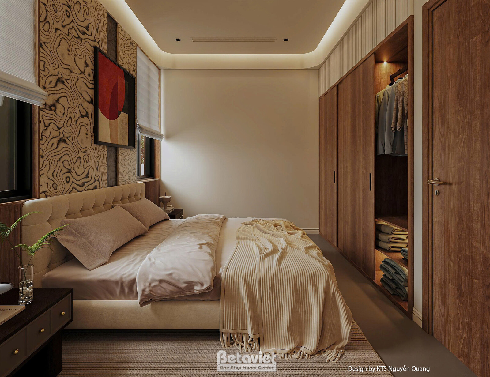 Nội thất phòng ngủ biệt thự hiện đại gỗ KT25856 – góc nhìn 2