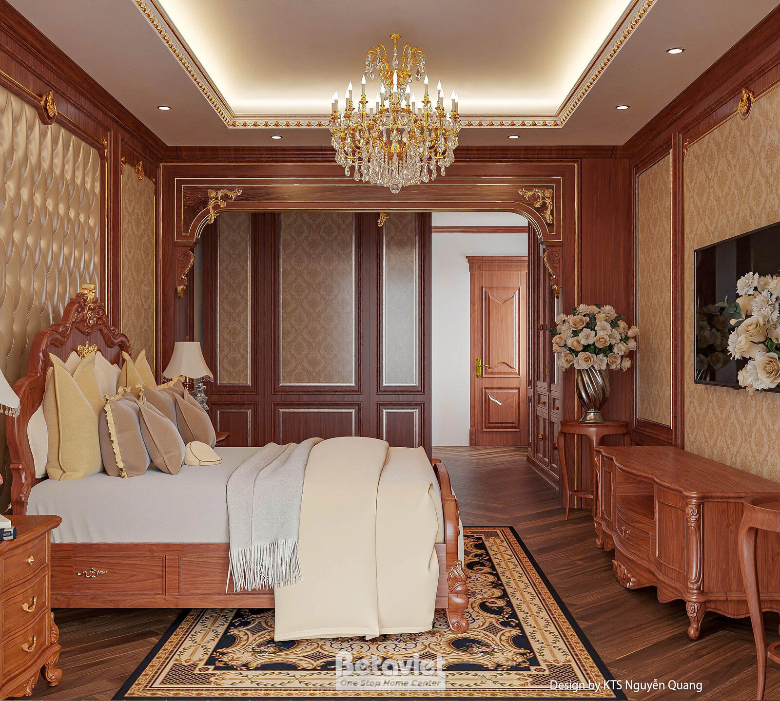 Nội thất phòng ngủ dinh thự cổ điển NT25867 – góc nhìn 2